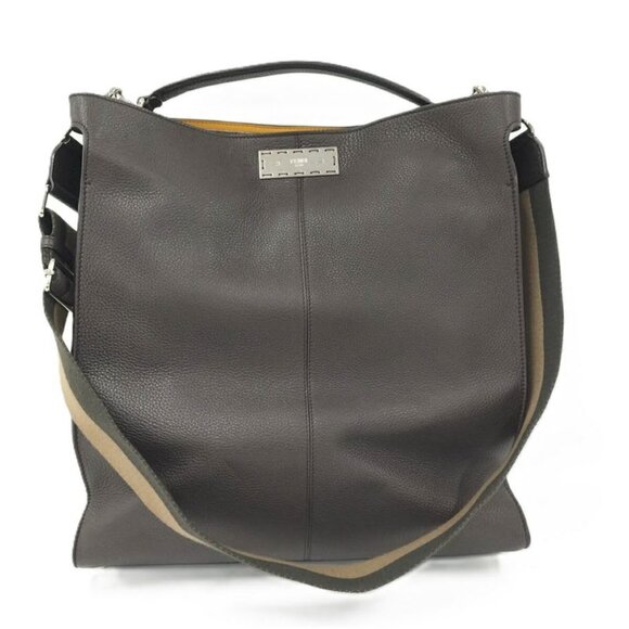 Fendi Peekaboo Egg 2-Way Shoulder Bag Leather Brown 7 Va447
